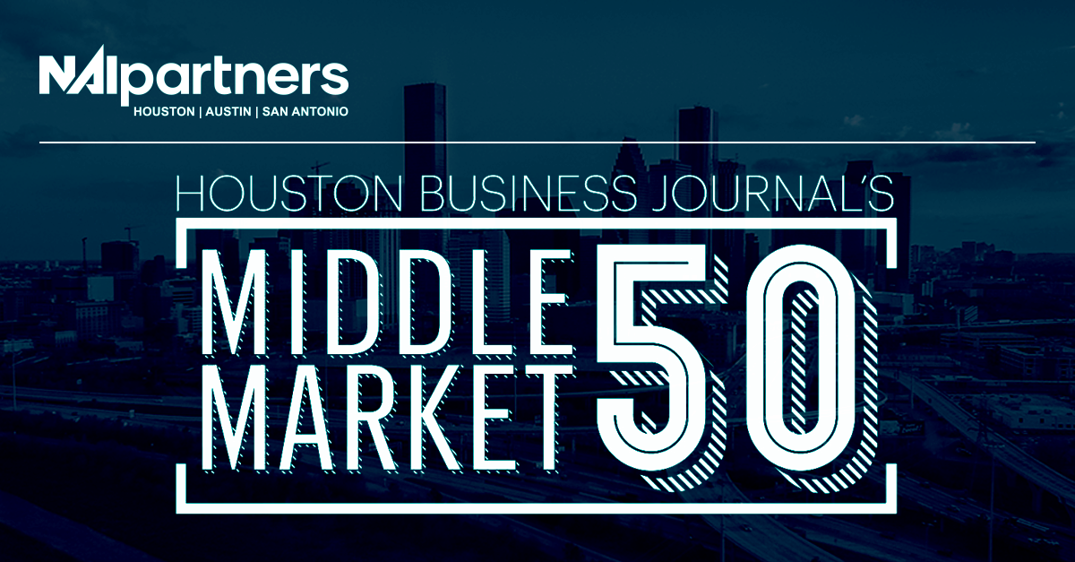 NAI Partners rises to #22 on Houston Business Journal’s list of Fastest-Growing Middle Market companies Partners Real Estate